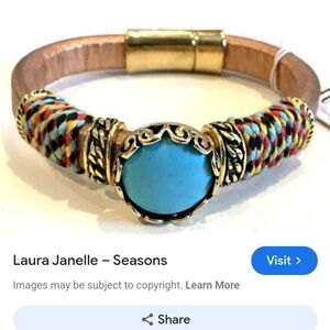 Laura Janelle BOHO Magnetic  Bracelet -Turquoise Stone with braun Band